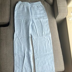 Sky blue 100% linen full length pant